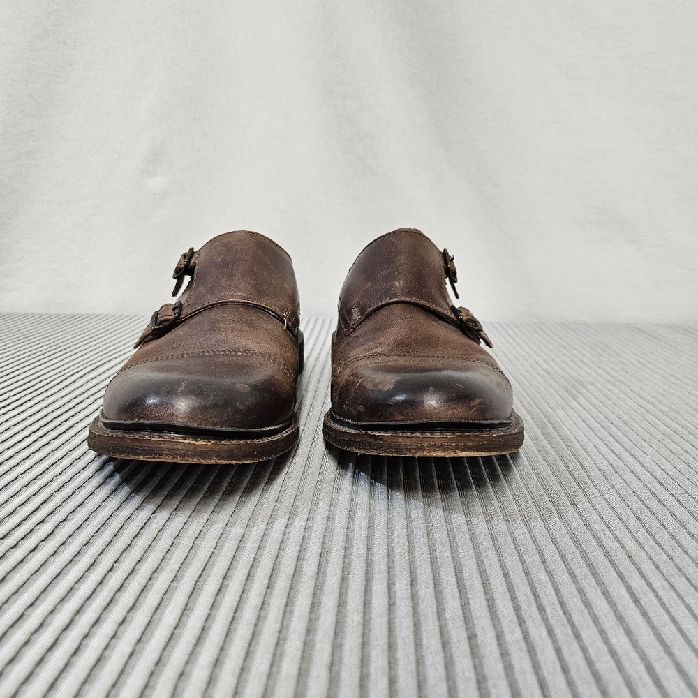 FRYE Shoes Mens 9 Brown James Double Monk Leather - Picture 8 of 9